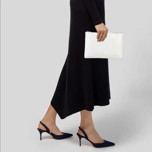 Céline Patent White Zip Clutch